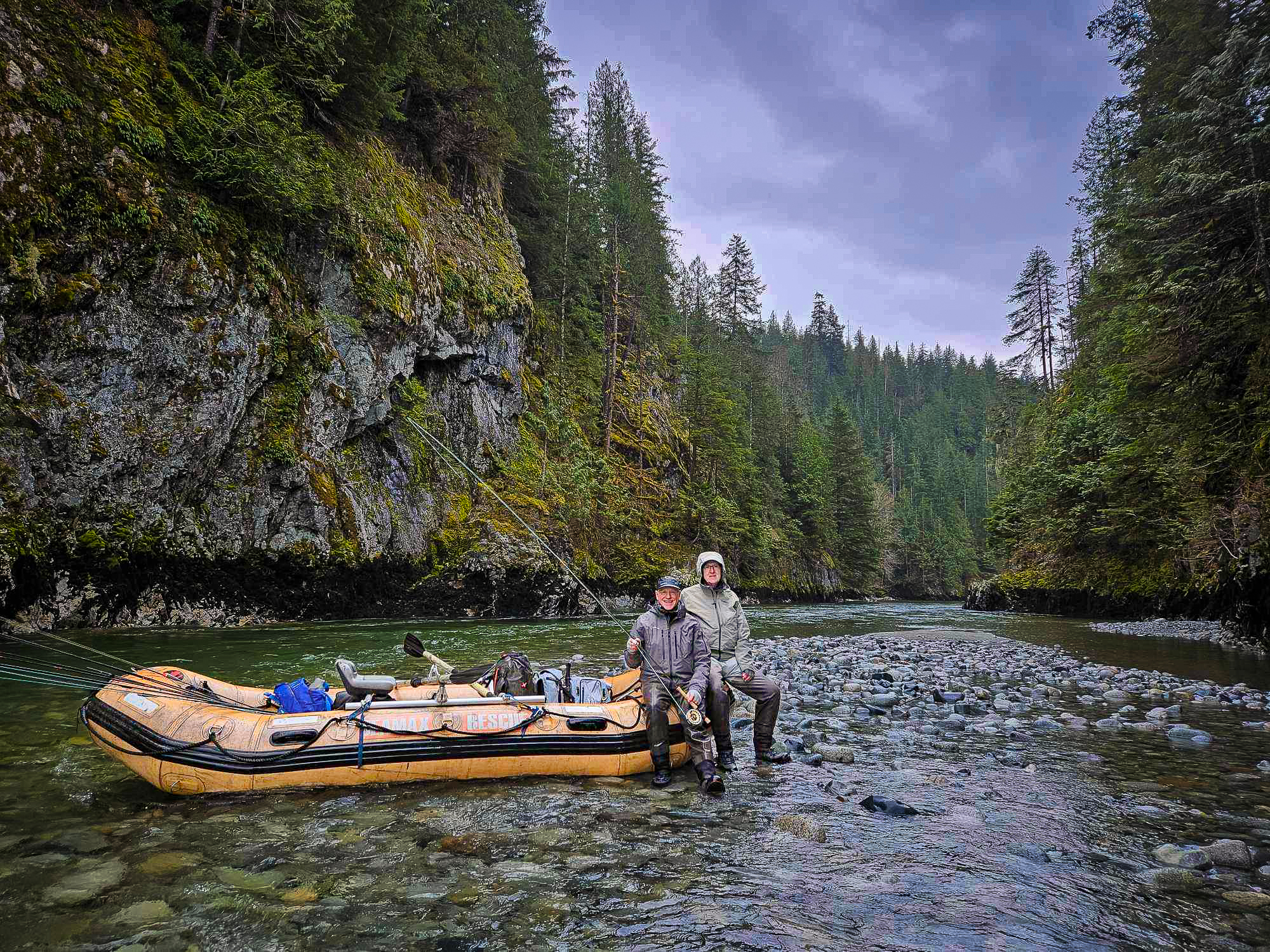 Rafting and Fishing at the Pitt River Lodge.